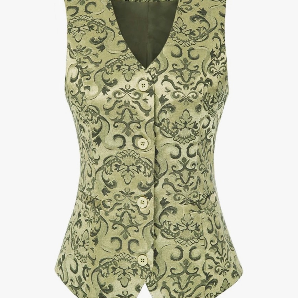 Grace Karin Olive Brocade Vest